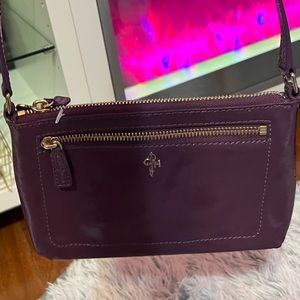 NWT Cole Haan patent leather mauve purple crossbody bag pristine condition;
